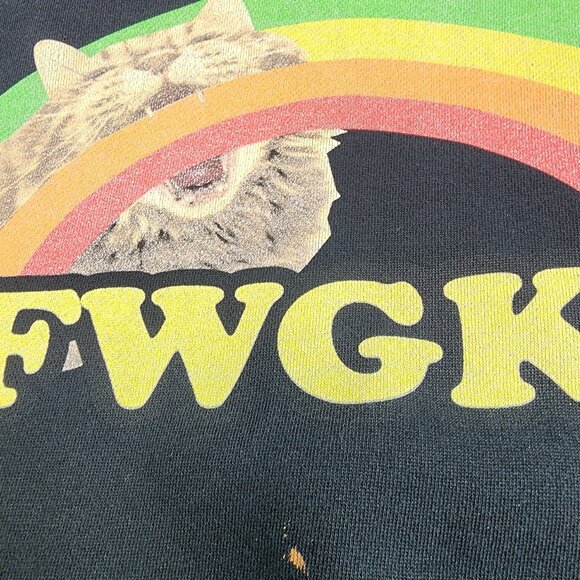 OFWGTKA Odd Future Wolf Gang Cat Rainbow Streetwear Graphic Hoodie Mens Small - Picture 9 of 9